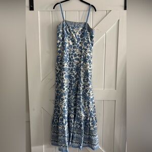 Taylor Blue and White Floral Midi Dress